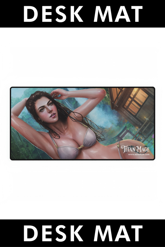 DESK MAT: The Hot Springs Episode (Titan Mage Side Quests #1) Cover Art - BIKINI VARIANT