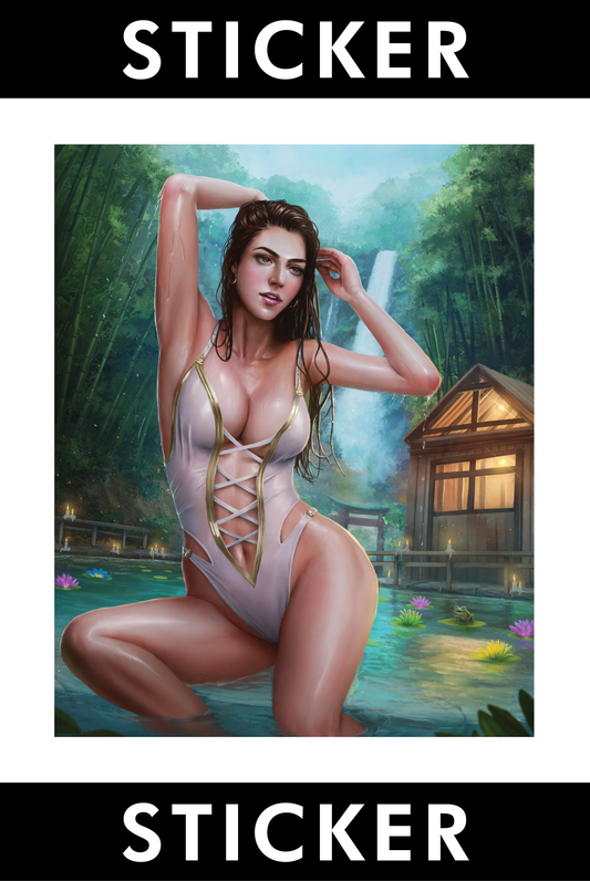 VINYL STICKER: The Hot Springs Episode (Titan Mage Side Quests #1) SPICY ONE PIECE VARIANT Front Cover Art