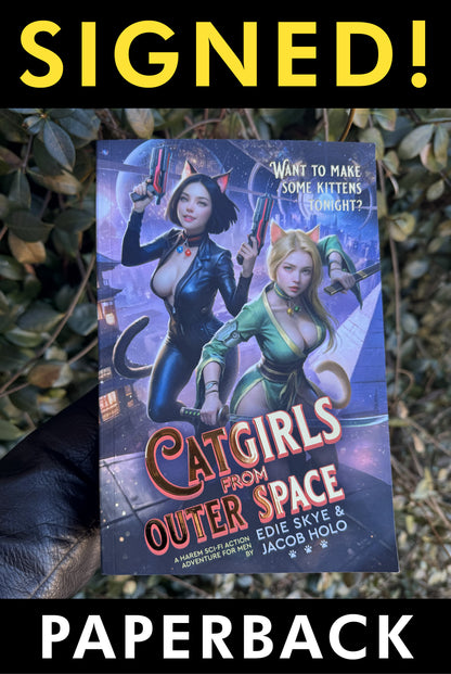 PRINT: Catgirls from Outer Space SIGNED PAPERBACK (Gold Foil & Painted Edges Premium Edition)