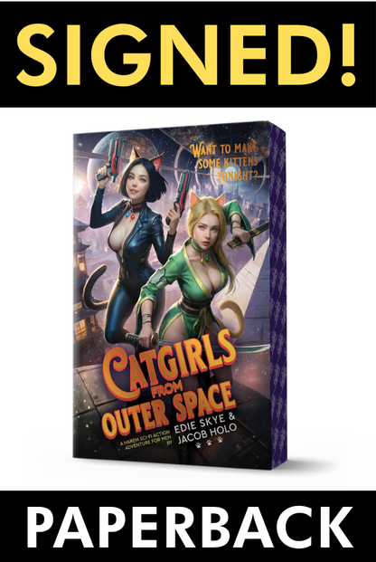 SIGNED PRINT: Catgirls from Outer Space PAPERBACK (Gold Foil & Painted Edges Premium Edition)