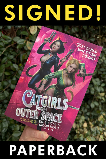 PRINT: Catgirls from Outer Space SIGNED PAPERBACK (Iridescent Foil & Painted Edges Premium Edition) (Copy)