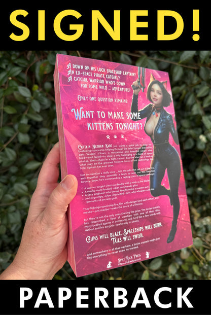 PRINT: Catgirls from Outer Space SIGNED PAPERBACK (Iridescent Foil & Painted Edges Premium Edition) (Copy)