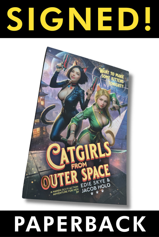 PRINT: Catgirls from Outer Space SIGNED NUMBERED PAPERBACK (3D Gold Foil & Painted Edges Premium Edition)