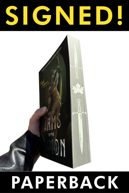 SIGNED NUMBERED PRINT: Into the Arms of the Demon (Dark Infernals #1) PAPERBACK (3D Silver Foil & Painted Edges Premium Edition)
