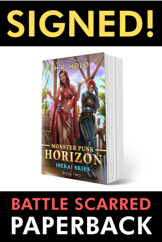 SIGNED PRINT [BATTLE SCARRED]: Isekai Skies (Monster Punk Horizon #2) (Paperback)