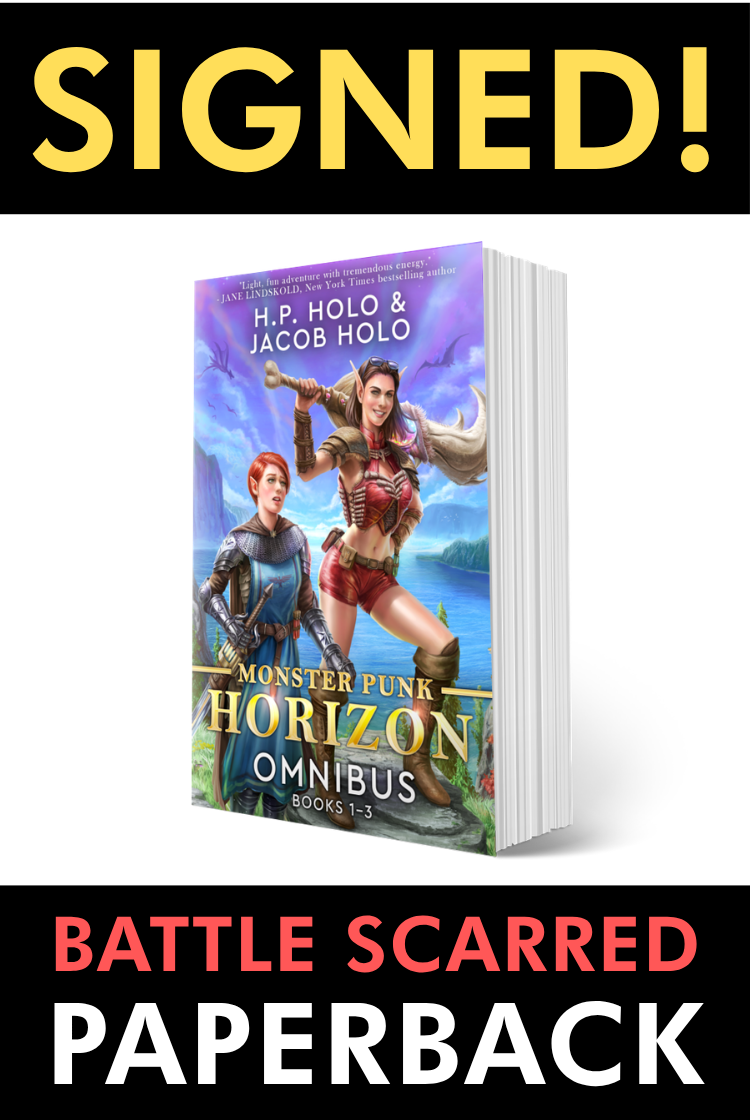 SIGNED PRINT [BATTLE SCARRED]: Monster Punk Horizon Omnibus: Books 1-3 (Paperback)