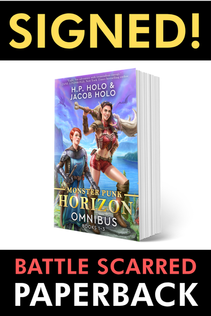 SIGNED PRINT [BATTLE SCARRED]: Monster Punk Horizon Omnibus: Books 1-3 (Paperback)