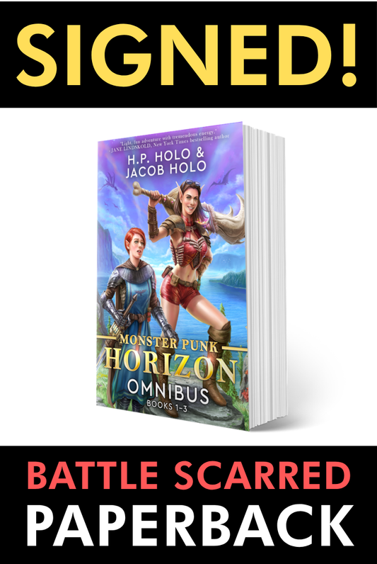 SIGNED PRINT [BATTLE SCARRED]: Monster Punk Horizon Omnibus: Books 1-3 (Paperback)