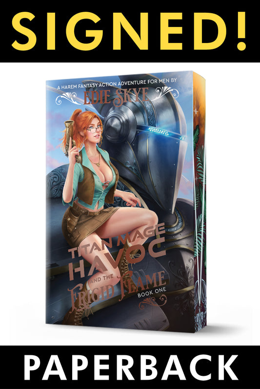 [PRE-ORDER - LATE JUNE 2026] SIGNED PRINT: Titan Mage Havoc and the Frigid Flame PAPERBACK - Mery Arkady Variant (Gold Iridescent Foil & Painted Edges Special Edition )