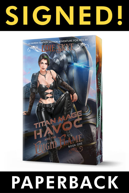 SIGNED PRINT: Titan Mage Havoc and the Frigid Flame PAPERBACK - Sanja Grimes Variant (Gold Iridescent Foil & Painted Edges Special Edition)