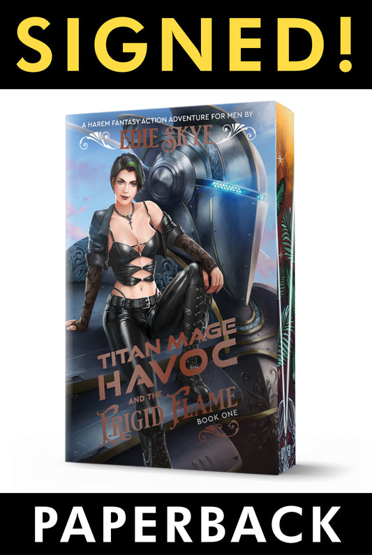 [PRE-ORDER - LATE JUNE 2026] SIGNED PRINT: Titan Mage Havoc and the Frigid Flame PAPERBACK - Sanja Grimes Variant (Gold Iridescent Foil & Painted Edges Special Edition)